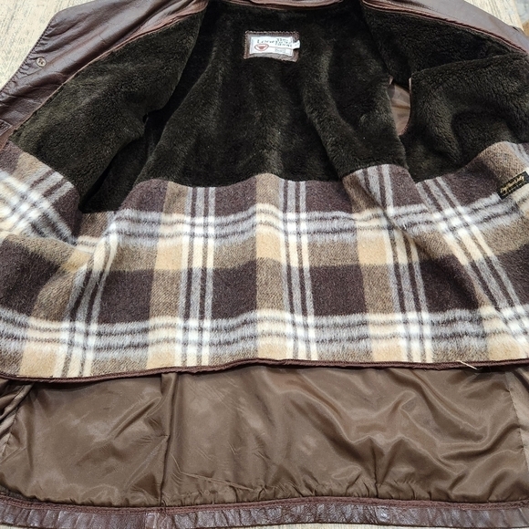 70s Vintage Sears  "The Leather Shop" Leather Lined Coat, Brown, Men's 44 Tall - Picture 9 of 11